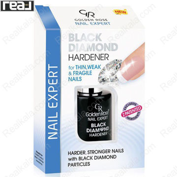 لاک تقویت کننده و سفت کننده ناخن الماس سیاه گلدن رز نیل اکسپرت 11ml همراه با جعبه محصول
