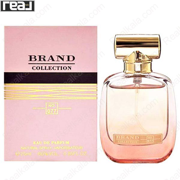 شیشه و جعبه ادکلن برند کالکشن 077 له اکستاز کارس د رزز زنانه با طراحی صورتی‑طلایی و بسته‌بندی لوکس