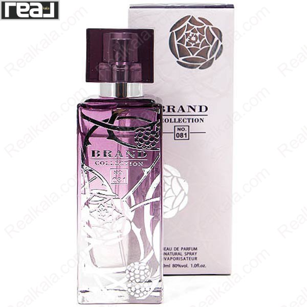 شیشه و جعبه ادکلن برند کالکشن 081 آمیتیس اکلت زنانه با طراحی بنفش‑گل‌دار و بسته‌بندی لوکس