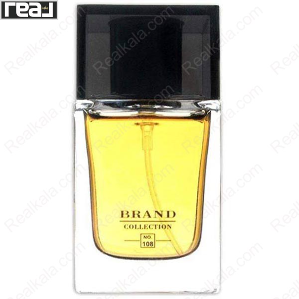 ادکلن برند کالکشن کد 108 دیور هوم اینتنس مردانه با طراحی شیشه شفاف با درب مشکی