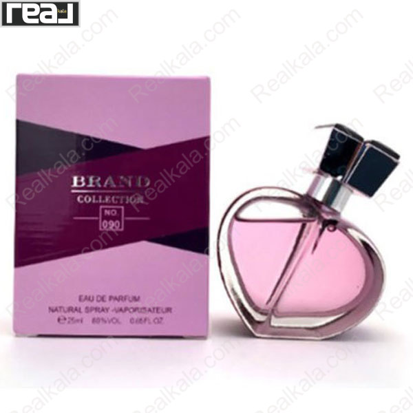 شیشه و جعبه ادکلن برند کالکشن 090 چوپارد هپی اسپریت زنانه با طراحی قلبی و بسته‌بندی صورتی