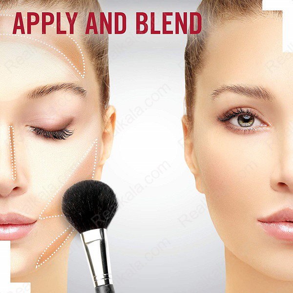 آموزش استفاده و محو کردن پودر برنزه ریمل لندن Natural Bronzer روی گونه، پیشانی، بینی و خط فک