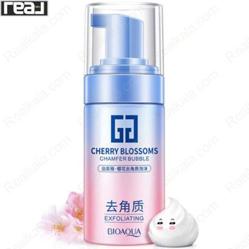 فوم لایه بردار شکوفه گیلاس بیوآکوا مدل Cherry Blossoms Chamfer Bubble Exfoliating برای پاکسازی پوست صورت