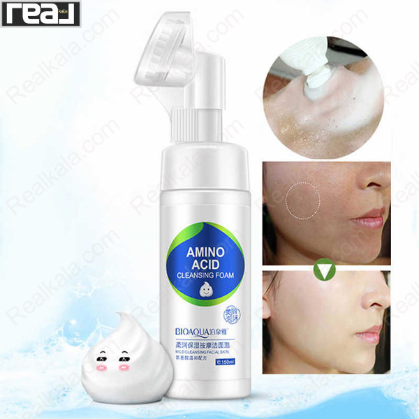 فوم شستشوی صورت آمینو اسید بیوآکوا با سری برس‌دار برای پاکسازی پوست