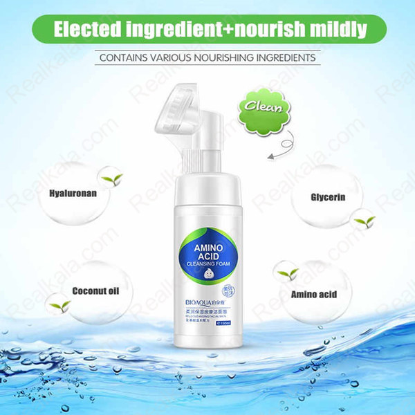 فوم شستشوی صورت BIOAQUA Amino Acid Cleansing Foam حاوی آمینو اسید، گلیسیرین، هیالورونان و روغن نارگیل