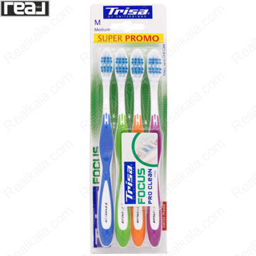 تصویر  مسواک تریزا بسته 4 عددی Trisa Super Promo Focus Pro Clean Medium Toothbrush