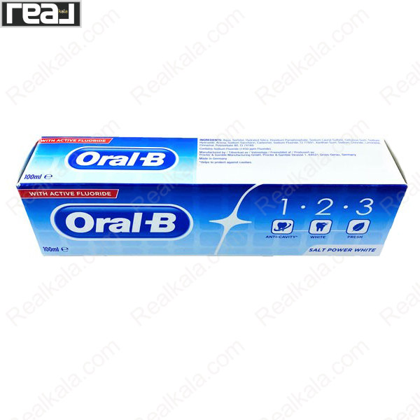 تصویر  خمیر دندان اورال بی سری 1.2.3 Oral-B Toothpaste Salt Power White 100ml