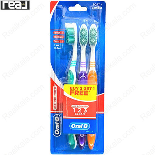 مسواک اورال بی پک سه عددی مدل نرم Oral-B 1.2.3 Clean Toothbrush Soft
