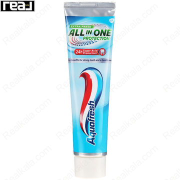 خمیردندان آکوافِرش مدل All in One Protection Extra Fresh با محافظت ۲۴ ساعته در برابر اسید قند و فرمولی خنک‌کننده برای دهانی سالم