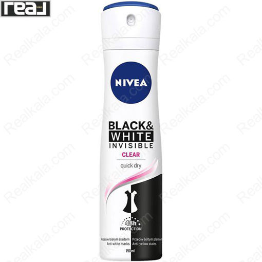 اسپری زنانه نیوا مدل بلک اند وایت اینویزیبل کلیر Nivea Black & White Invisible Clear Spray Deodorant 150ml