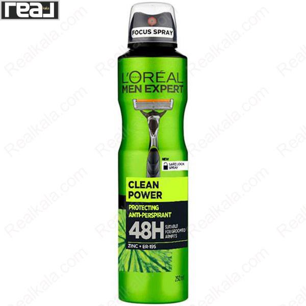 اسپری Clean Power 48H لورال با کنترل تعریق و بوی نامطبوع و حس تازه‌کننده