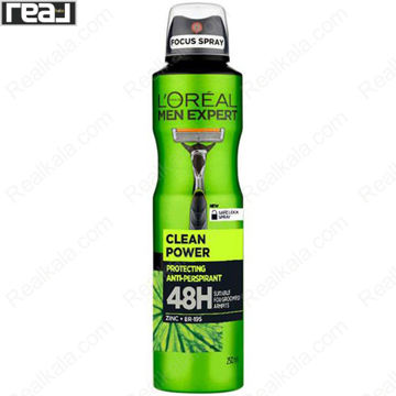 تصویر  اسپری ضد تعریق لورال کلین پاور Loreal Clean Power Anti Perspirant Spray