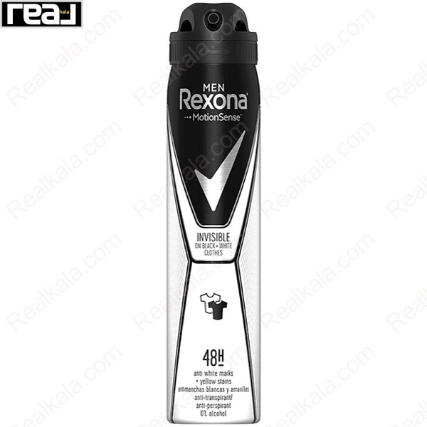 اسپری ضد تعریق رکسونا مردانه Invisible Black & White با محافظت نامرئی