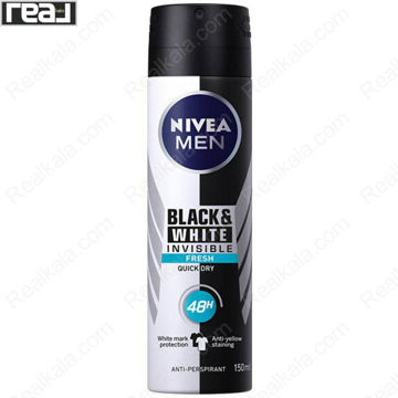 اسپری ضد تعریق مردانه نیوا مدل Black & White Invisible Fresh با محافظت 48 ساعته و جلوگیری از لکه روی لباس