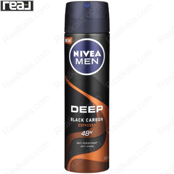 تصویر  اسپری مردانه نیوا مدل دیپ بلک کربن اسپرسو Nivea Deep Black Carbon Espresso Spray 48h 150ml