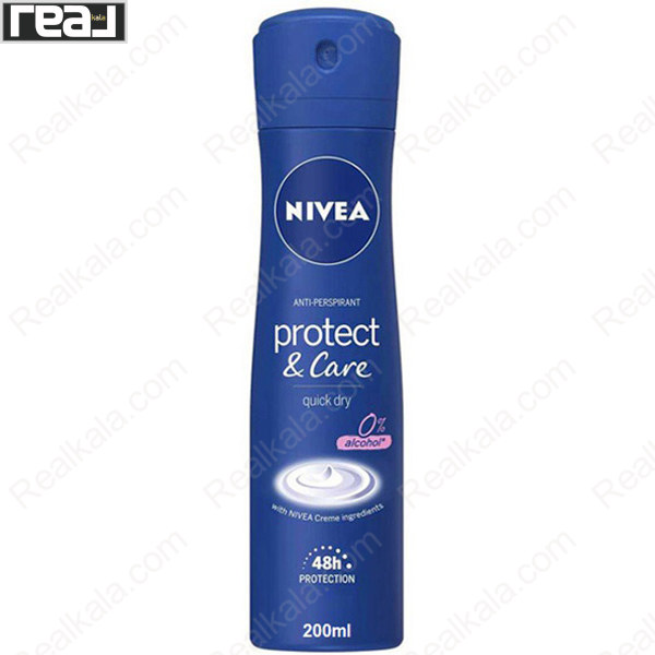 اسپری ضد تعریق زنانه نیوا Protect & Care حاوی ترکیبات کرم نیوا با فرمول فاقد الکل و محافظت 48 ساعته حجم 200 میل