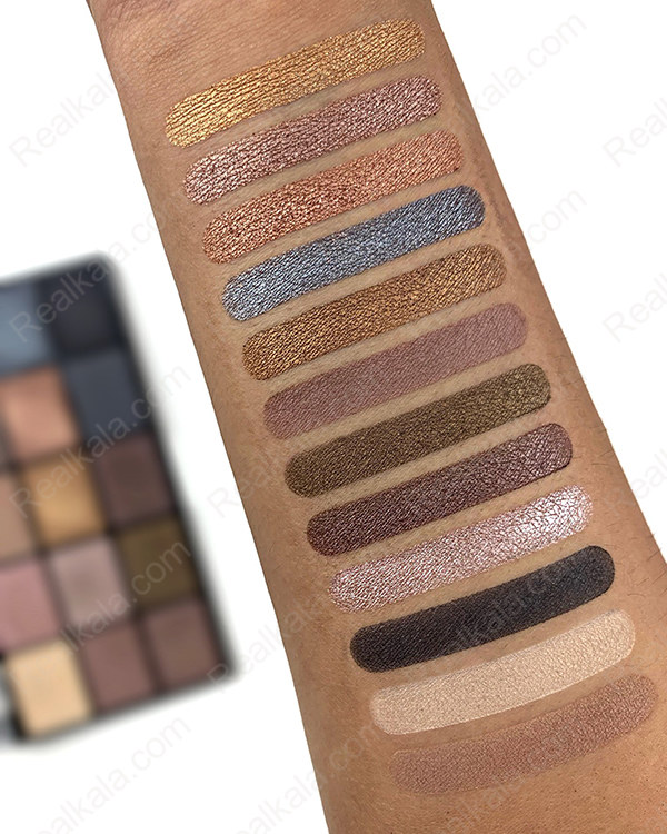 سواچ پالت سایه چشم رولوشن مدل Reloaded Smokey Neutrals با 15 رنگ مات و شاین در تناژ دودی, برنز, طوسی و نود