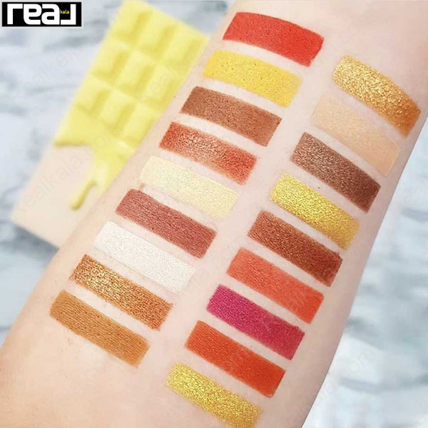سواچ رنگ‌های پالت سایه چشم آی هارت رولوشن Lemon Drizzle