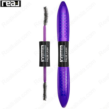 ریمل دوطرفه لورال پاریس مدل Voluminous X Fiber False Lash با طراحی بنفش و برس فیبری