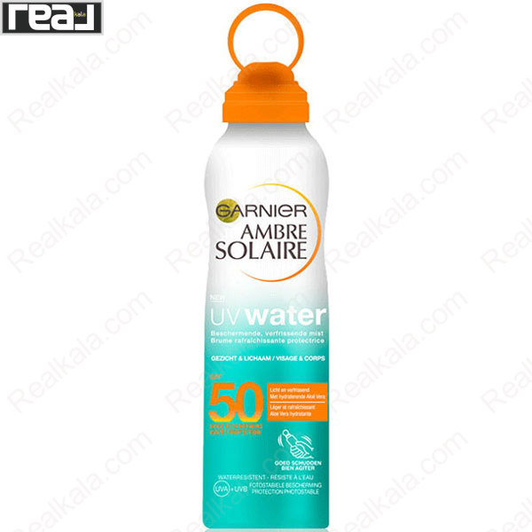 اسپری محافظت‌کننده و مرطوب‌کننده گارنیر Ambre Solaire UV Water SPF 50 برای صورت و بدن با Aloe Vera