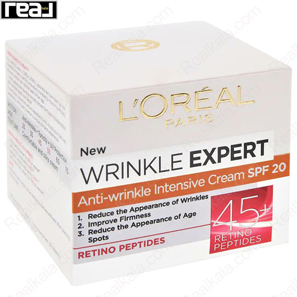 تصویر  کرم ضد چروک لورال حاوی رتینول و ضد آفتاب LOreal Wrinkle Expert 45+ Retino Peptides SPF20