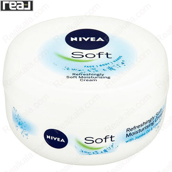 کرم نرم و مرطوب‌کننده نیوا Soft 300ml با روغن جوجوبا و ویتامین E برای صورت، بدن و دست‌ها، مناسب استفاده خانوادگی و روتین روزانه