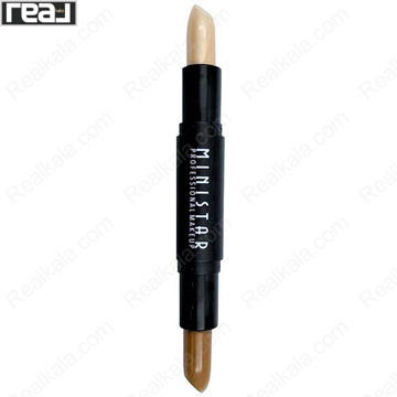 استیک دو سر کانتور قهوه‌ای تیره و هایلایتر طلایی ملایم مینی استار شماره 05 با بدنه مشکی