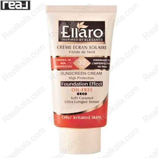 کرم ضد آفتاب الارو فاقد چربی کاراملی Ellaro Foundation Effect High Protection Spf 30 Sunscreen Cream Soft Caramel