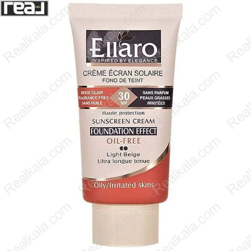 کرم ضد آفتاب الارو فاقد چربی بژ روشن Ellaro Foundation Effect High Protection Spf 30 Sunscreen Cream Light Beige