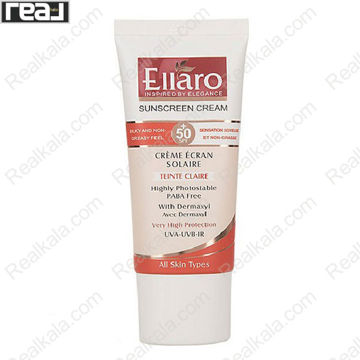 تصویر  کرم ضد آفتاب الارو انواع پوست بژ روشن Ellaro Sunscreen Cream Spf 50 Light Beige