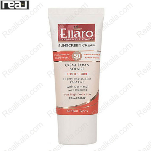 کرم ضد آفتاب الارو انواع پوست بژ روشن Ellaro Sunscreen Cream Spf 50 Light Beige