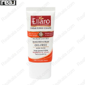 تصویر  کرم ضد آفتاب الارو فاقد چربی بدون رنگ Ellaro Sunscreen Cream Oil Free Very High Protection Spf 50 Colorless