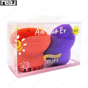 تصویر  پک فیس براش هشت پا (قرمز) همراه با پد خامه ای Face Brush & Sponge