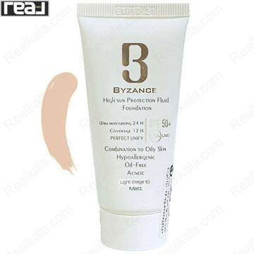 تصویر  ضد آفتاب کرم پودری بیزانس مناسب پوست مختلط تا چرب شماره 10 BYZANCE Sun Protection Cream Foundation SPF50 Matt