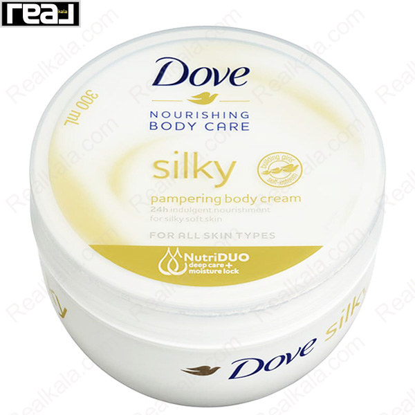 کرم بدن داو Nourishing Body Care Silky با تغذیه 24 ساعته و فناوری NutriDUO مناسب انواع پوست 300 میل