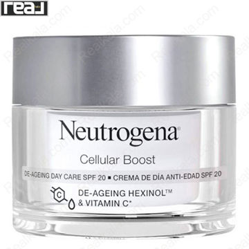 کرم روز ضد پیری نوتروژینا سری Cellular Boost با SPF 20، حاوی Hexinol™ و ویتامین C، مرطوب‌کننده و محافظت‌کننده پوست برای استفاده روزانه