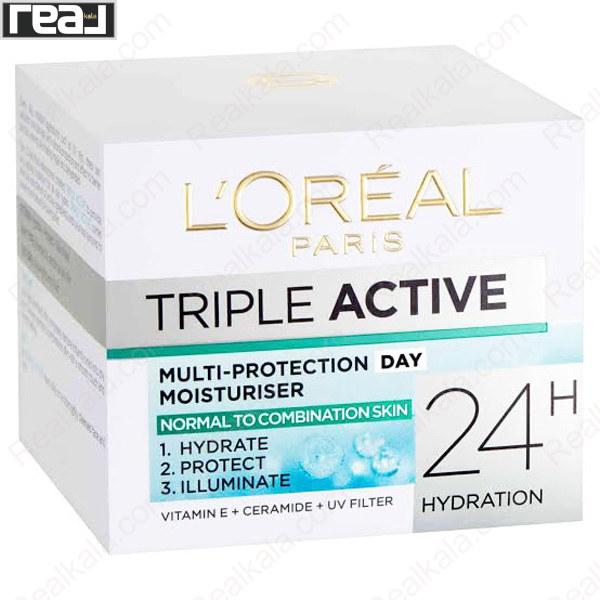 تصویر  کرم آبرسان روز لورال تریپل اکتیو 24 ساعته پوست نرمال و مختلط LOreal Triple Active 24h Normal To Combination Skin