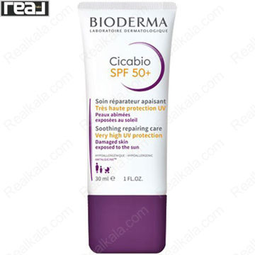 تیوب کرم التیام‌بخش +Bioderma Cicabio SPF50 حجم 30 میل با محافظت بالا در برابر UV