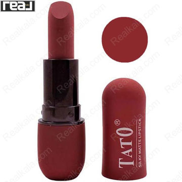 رژلب جامد مات تاتو شماره 111 رنگ قرمز کلاسیک متمایل به آجری مناسب آرایش رسمی