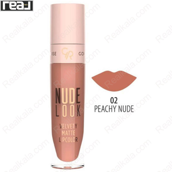 رژ لب مایع مات مخملی گلدن رز سری Nude Look شماره 02 رنگ Peachy Nude