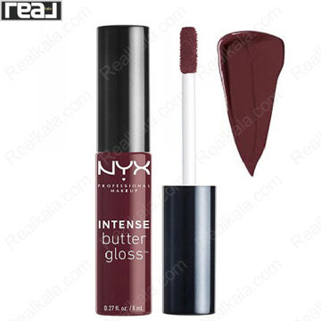 نمای جلوی برق لب و رژ لب مایع نیکس مدل Intense Butter Gloss شماره 21 Oatmeal Raisin حجم 8 میل