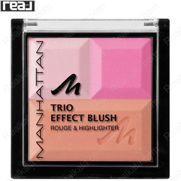 پالت رژگونه و هایلایتر منهتن مدل Trio Effect شماره 355 Pink Cupcake