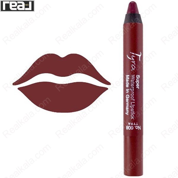 تصویر  رژ لب مدادی تایرا شماره 608 Tyra Super Waterproof Lipstick
