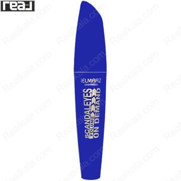 نمای کامل ریمل ایلماز مدل Scandaleyes Volume On Demand با طراحی آبی و نوشته‌های سفید