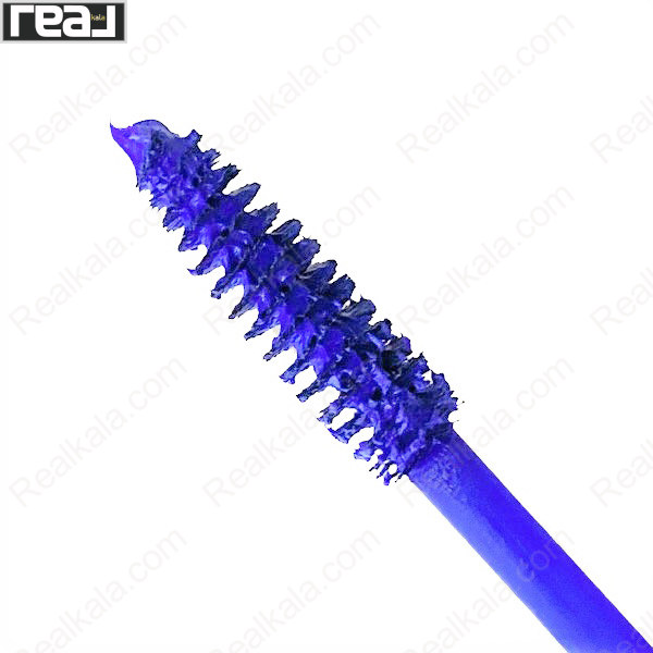 نمای نزدیک از برس ریمل ایلماز با رنگ آبی زنده و طراحی مارپیچی