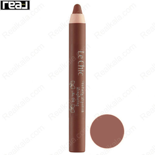 رژ لب مدادی مات و مخملی لچیک شماره 09 Lechic Velvety Lipstick Long Lasting