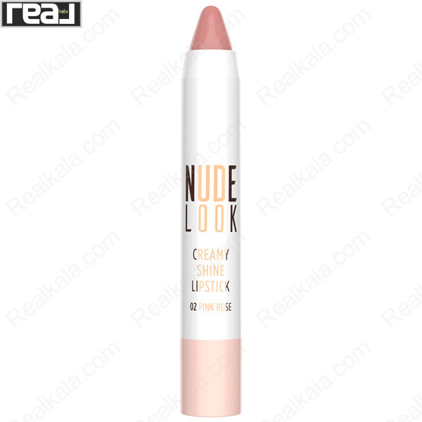 تصویر  رژ لب مدادی براق نود لوک گلدن رز شماره 02 Golden Rose Nude Look Creamy Shine Lipstick