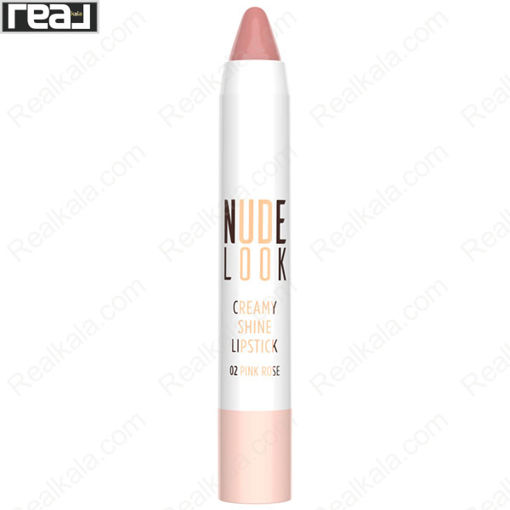 رژ لب مدادی براق نود لوک گلدن رز شماره 02 Golden Rose Nude Look Creamy Shine Lipstick