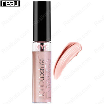 رژ لب NYC Liquid Lipshine با رنگ Brighton Beach Peach و جلوه براق مناسب آرایش روزانه و شبانه