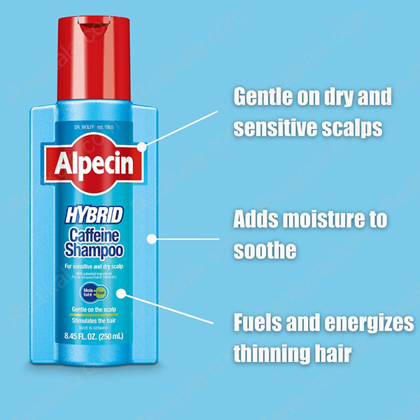 شامپو هیبرید کافئین آلپسین ضد ریزش و آبرسان مو Alpecin Hybrid Caffeine Shampoo 250ml